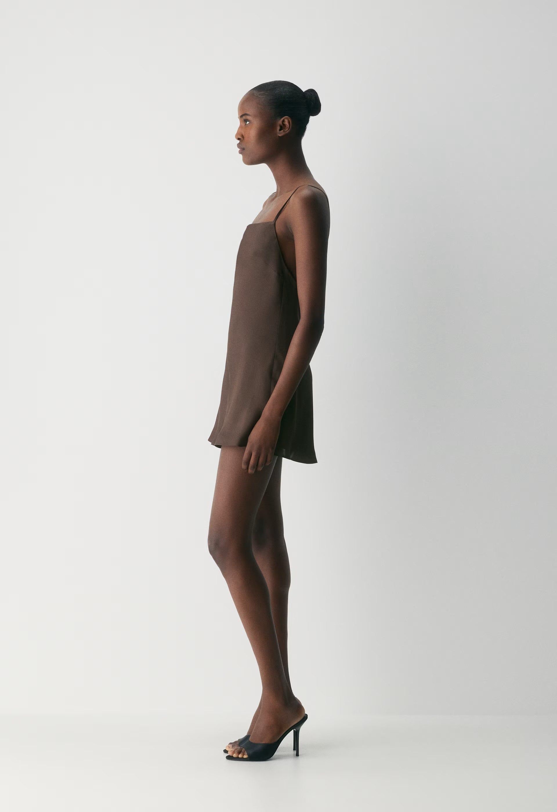 Confession Satin Dress - RICH MOCHA BROWN