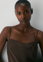 Confession Satin Dress - RICH MOCHA BROWN