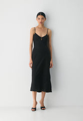 Duskfall Satin Dress - BLACK