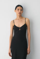 Duskfall Satin Dress - BLACK