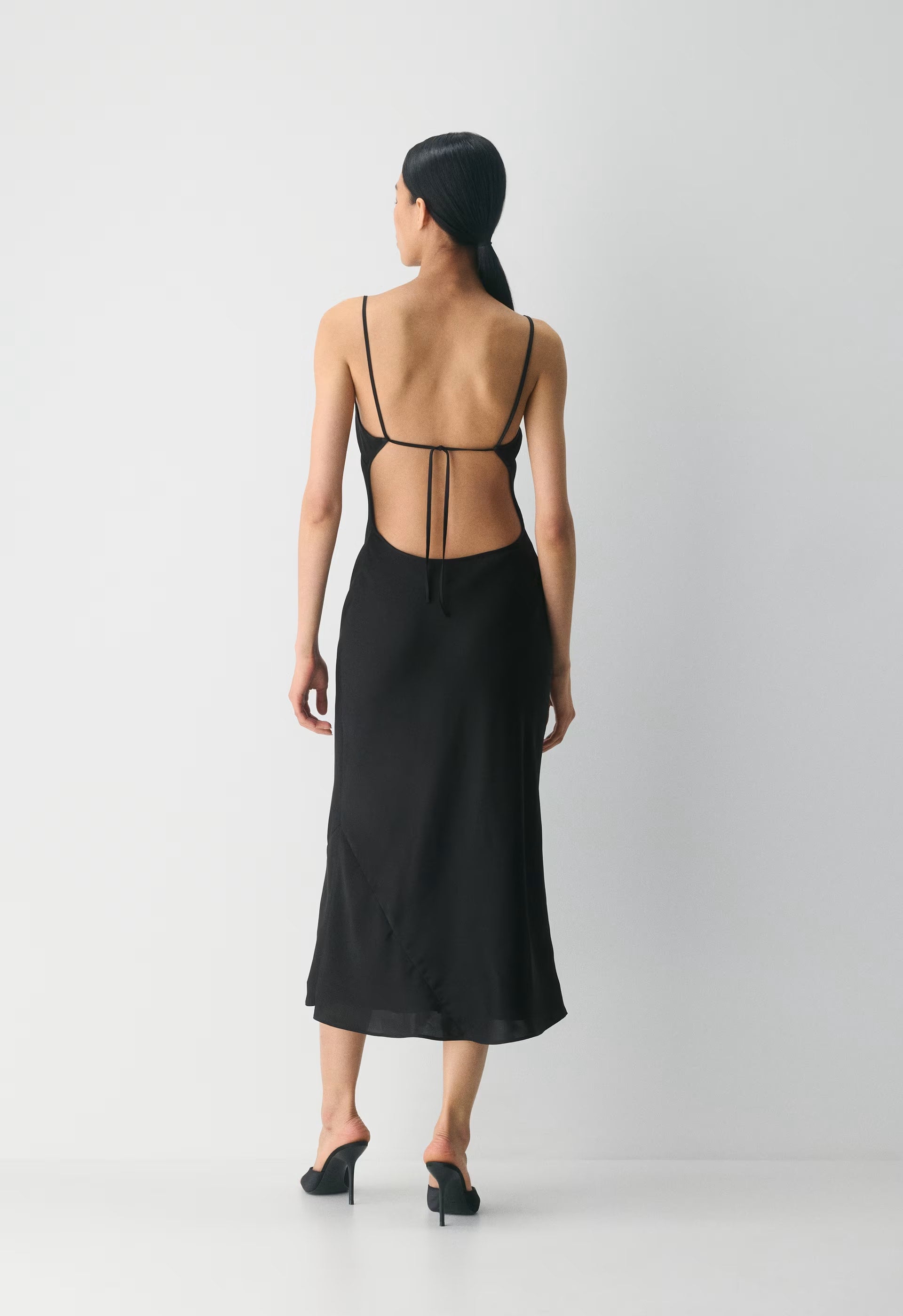Duskfall Satin Dress - BLACK