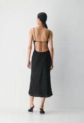 Duskfall Satin Dress - BLACK