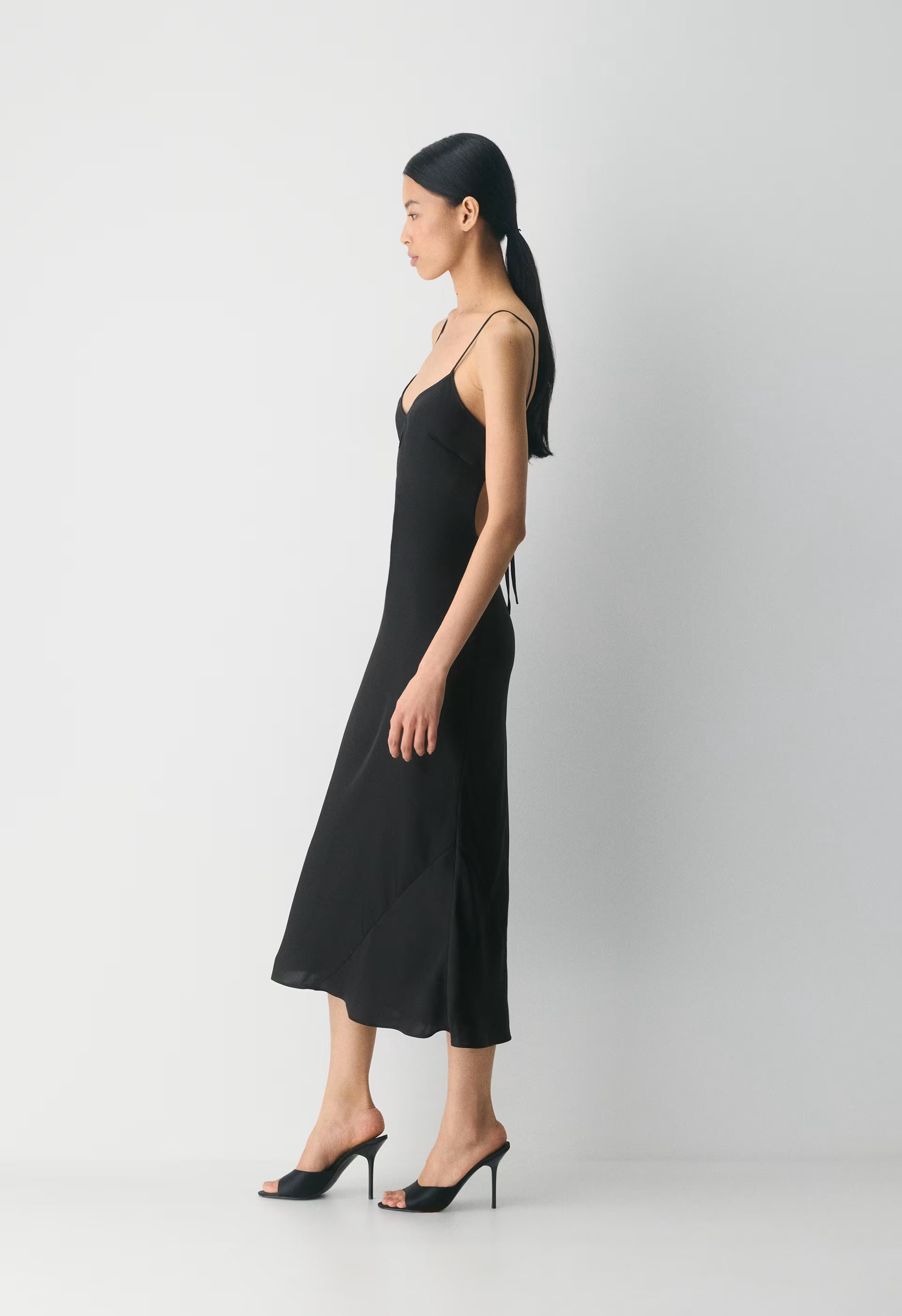 Duskfall Satin Dress - RICH MOCHA BROWN/BLACK