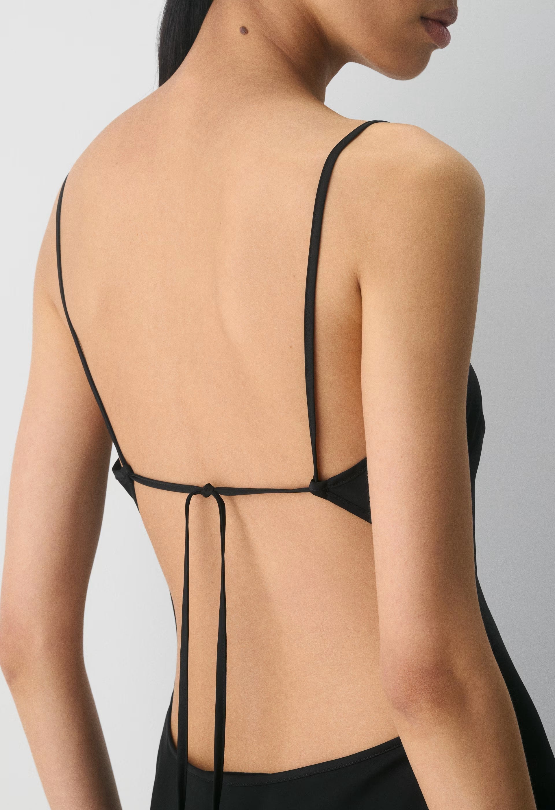 Duskfall Satin Dress - BLACK