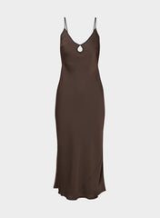 Duskfall Satin Dress - RICH MOCHA BROWN/BLACK