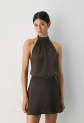 Posse Satin Dress - RICH MOCHA BROWN