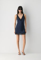 Suite Satin Dress - VILLA BLUE/LIGHT BIRCH