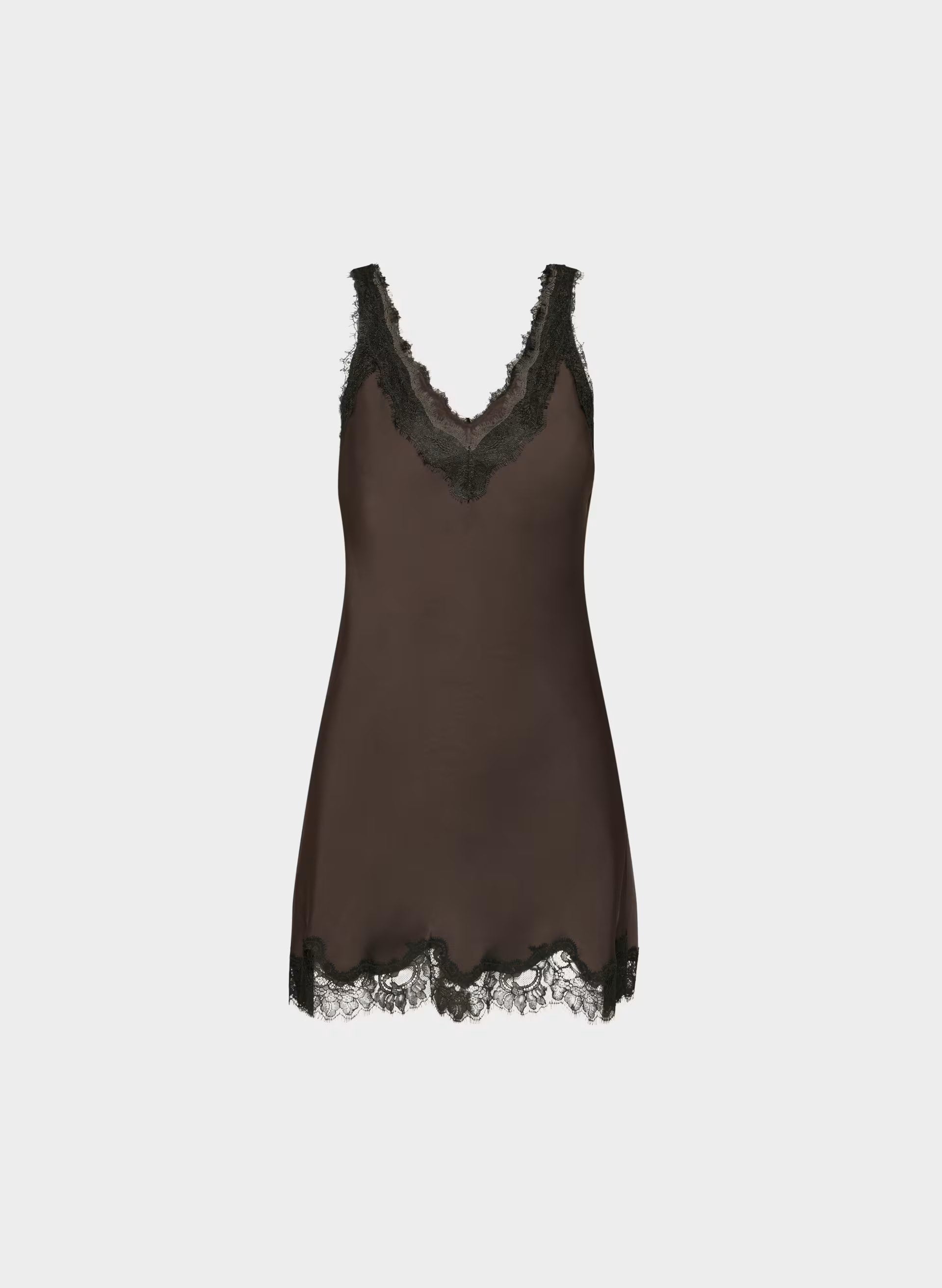 Suite Satin Dress - RICH MOCHA BROWN/BLACK