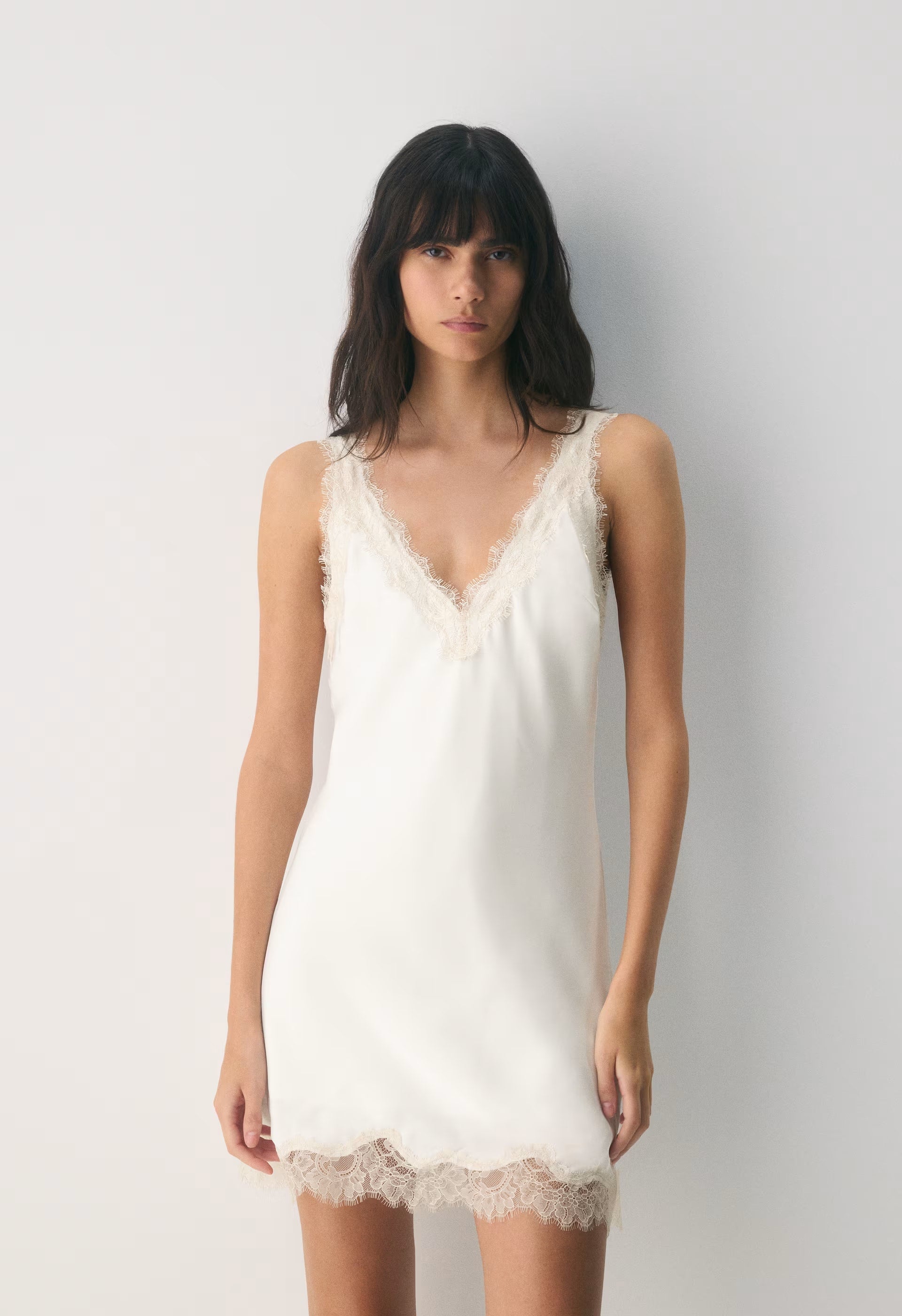 Suite Satin Dress - LT BR/SPKLG CHMPGN