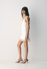 Suite Satin Dress - LT BR/SPKLG CHMPGN