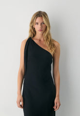 Champagne Satin Dress - BLACK