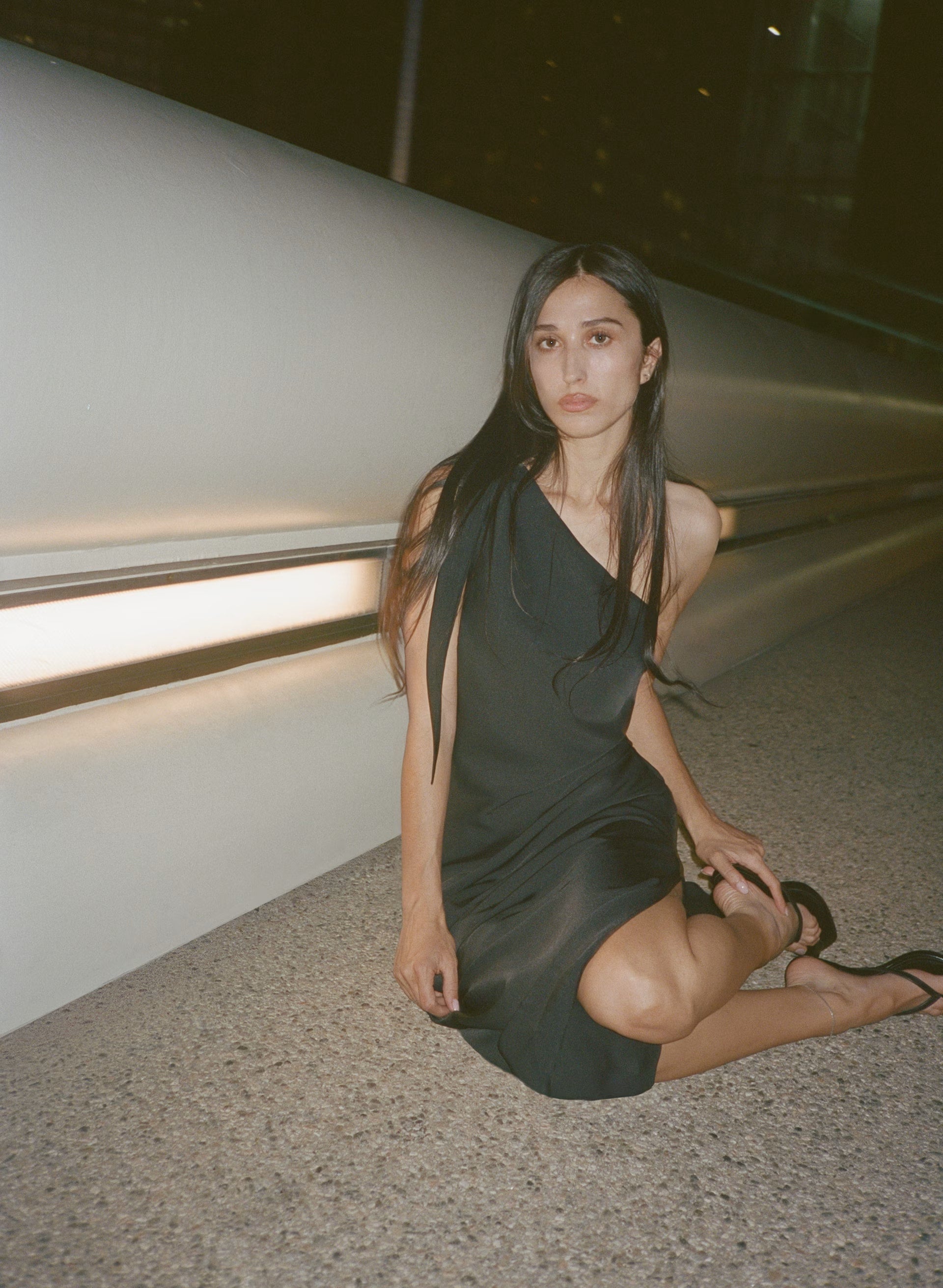 Champagne Satin Dress - BLACK