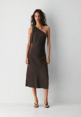 Champagne Satin Dress - RICH MOCHA BROWN