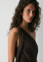 Champagne Satin Dress - RICH MOCHA BROWN
