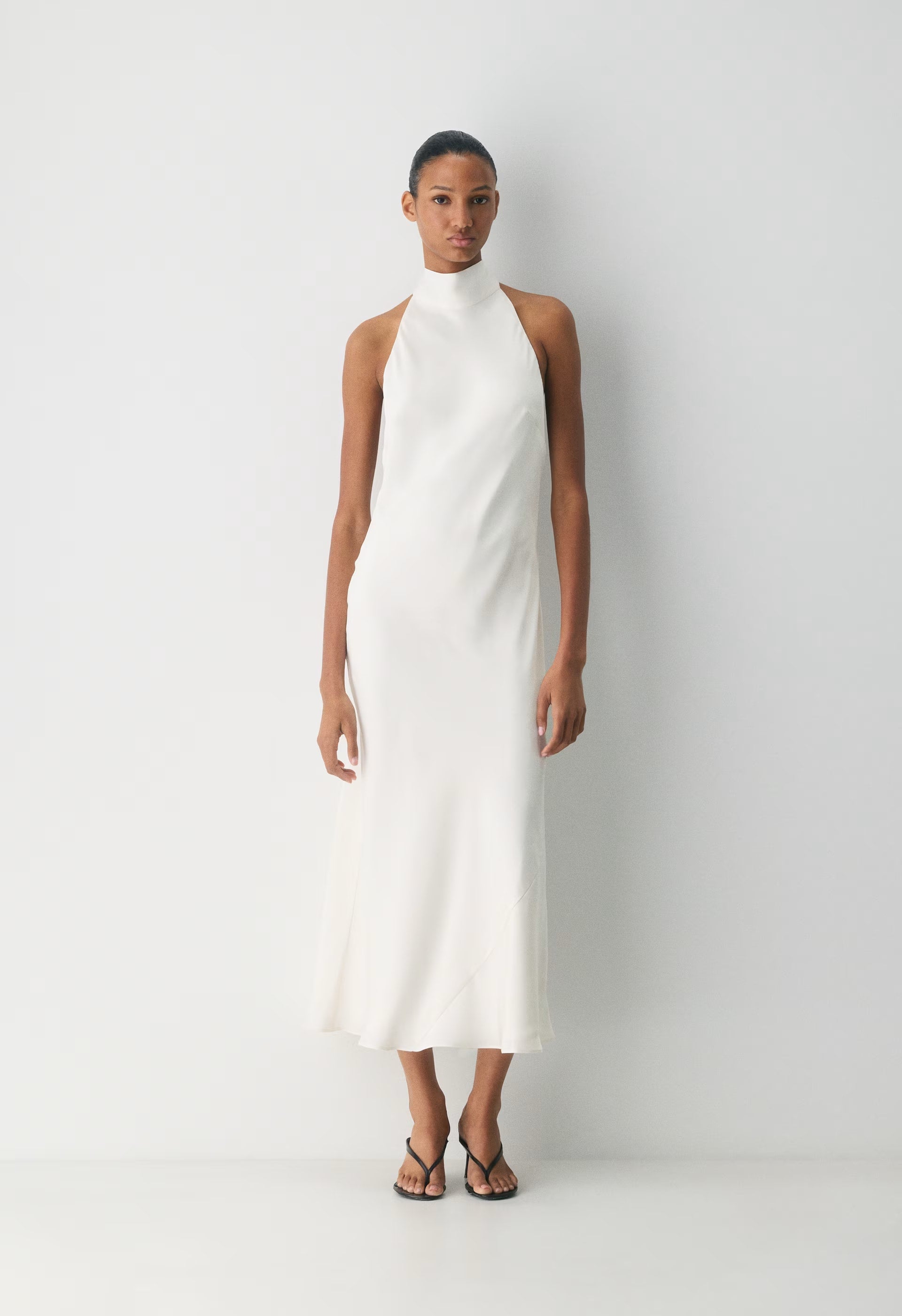 Tidal Satin Halter Dress - MIDDAY BLUE