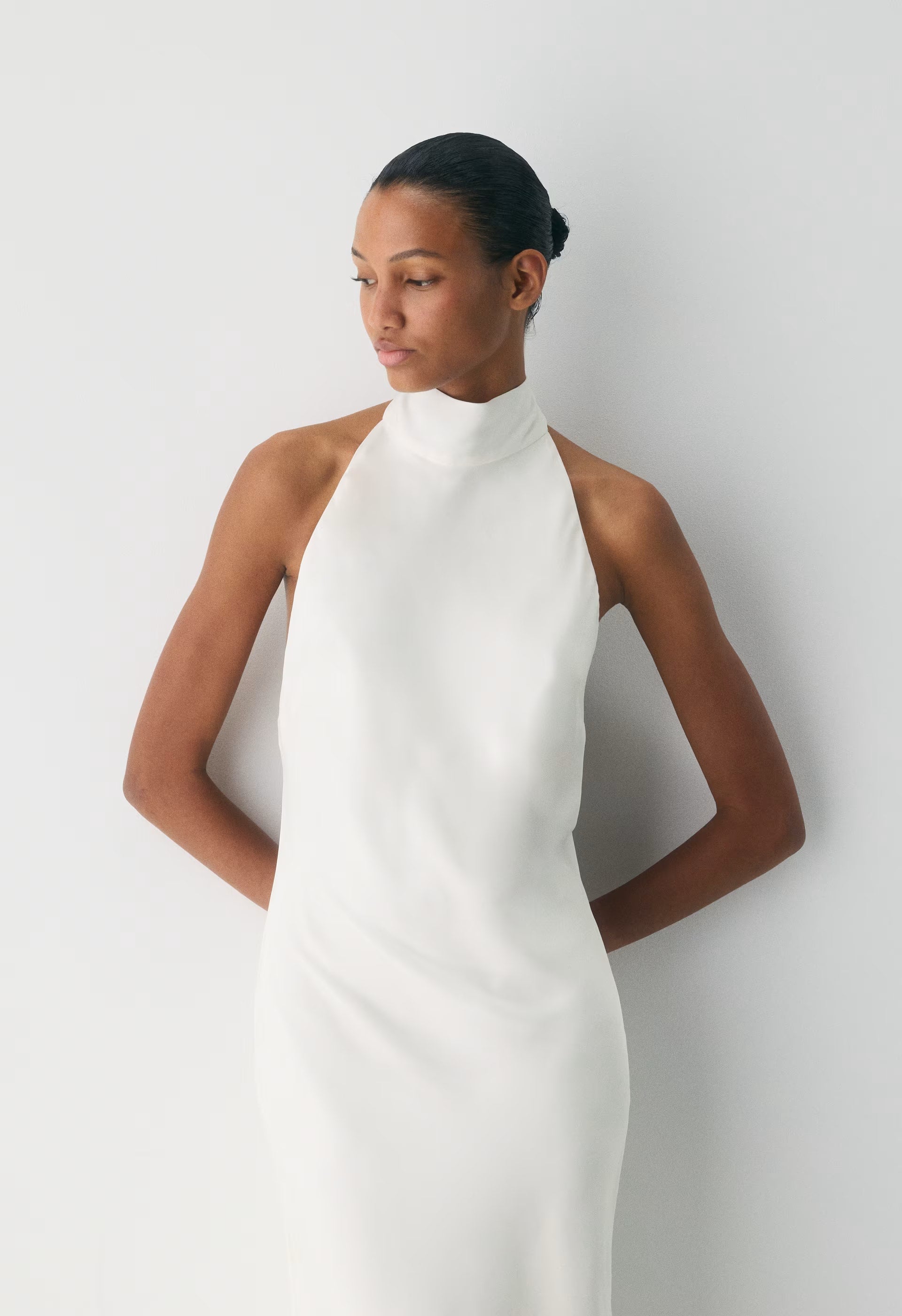 Tidal Satin Halter Dress - MIDDAY BLUE