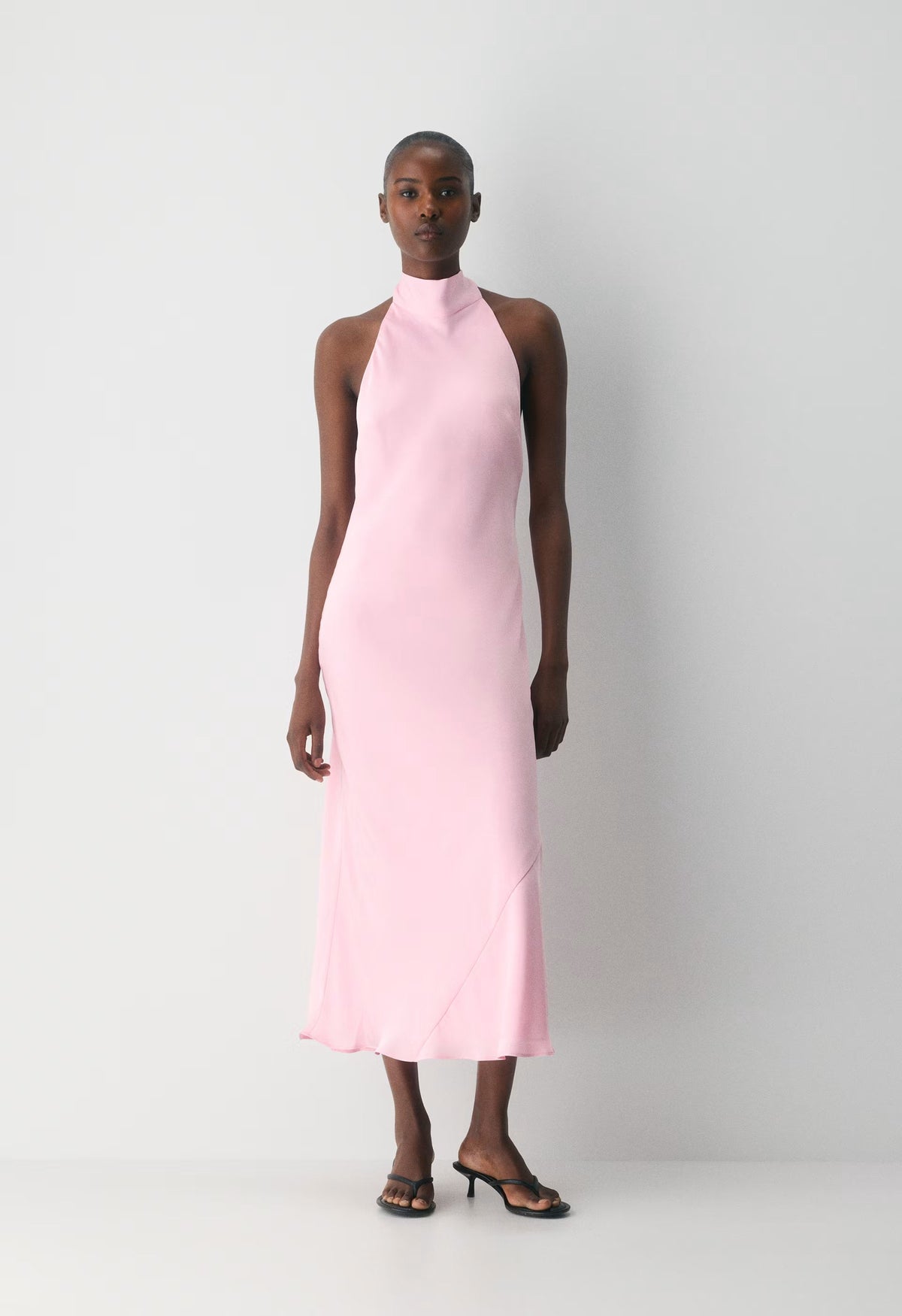 Tidal Satin Halter Dress - MILKSHAKE PINK