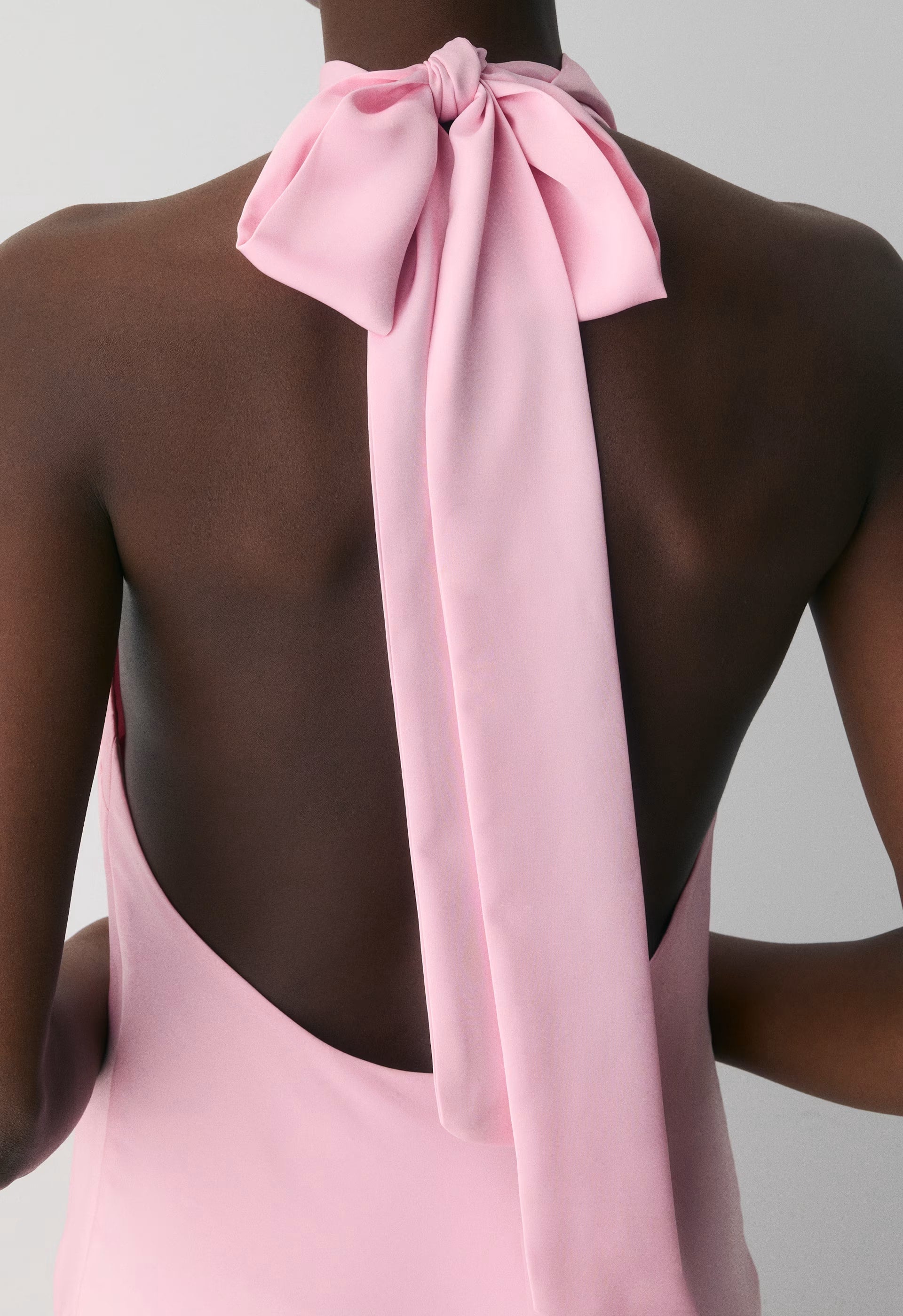 Tidal Satin Halter Dress - MILKSHAKE PINK