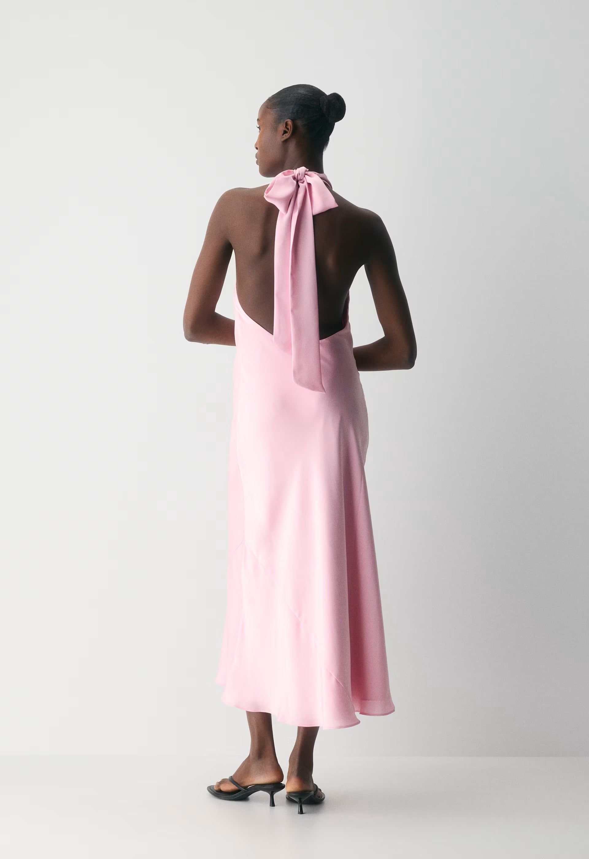 Tidal Satin Halter Dress - MILKSHAKE PINK