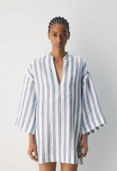 Amphora Linen Dress - WNFRD STRP WHT/FRCHBL
