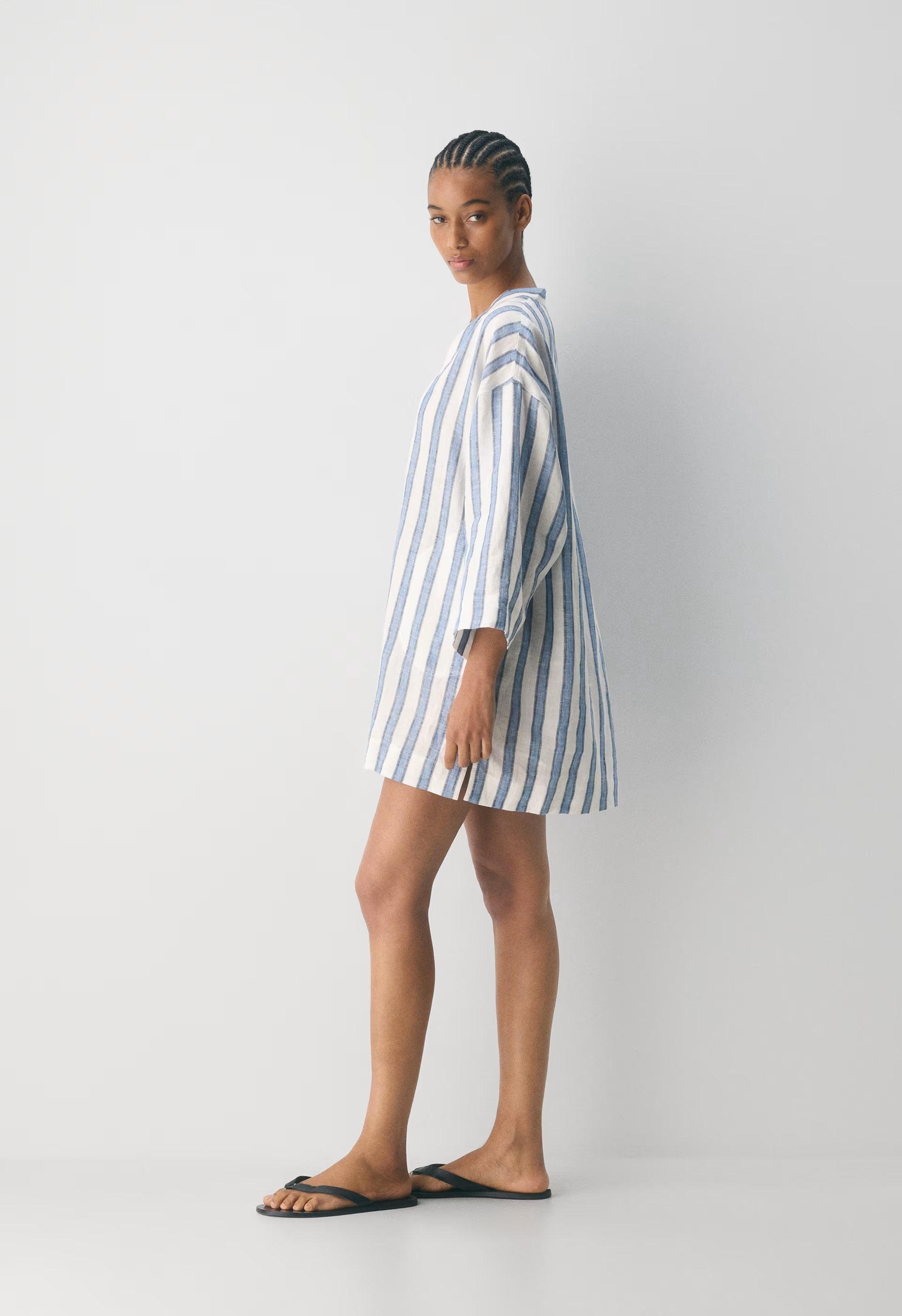 Amphora Linen Dress - WNFRD STRP WHT/FRCHBL