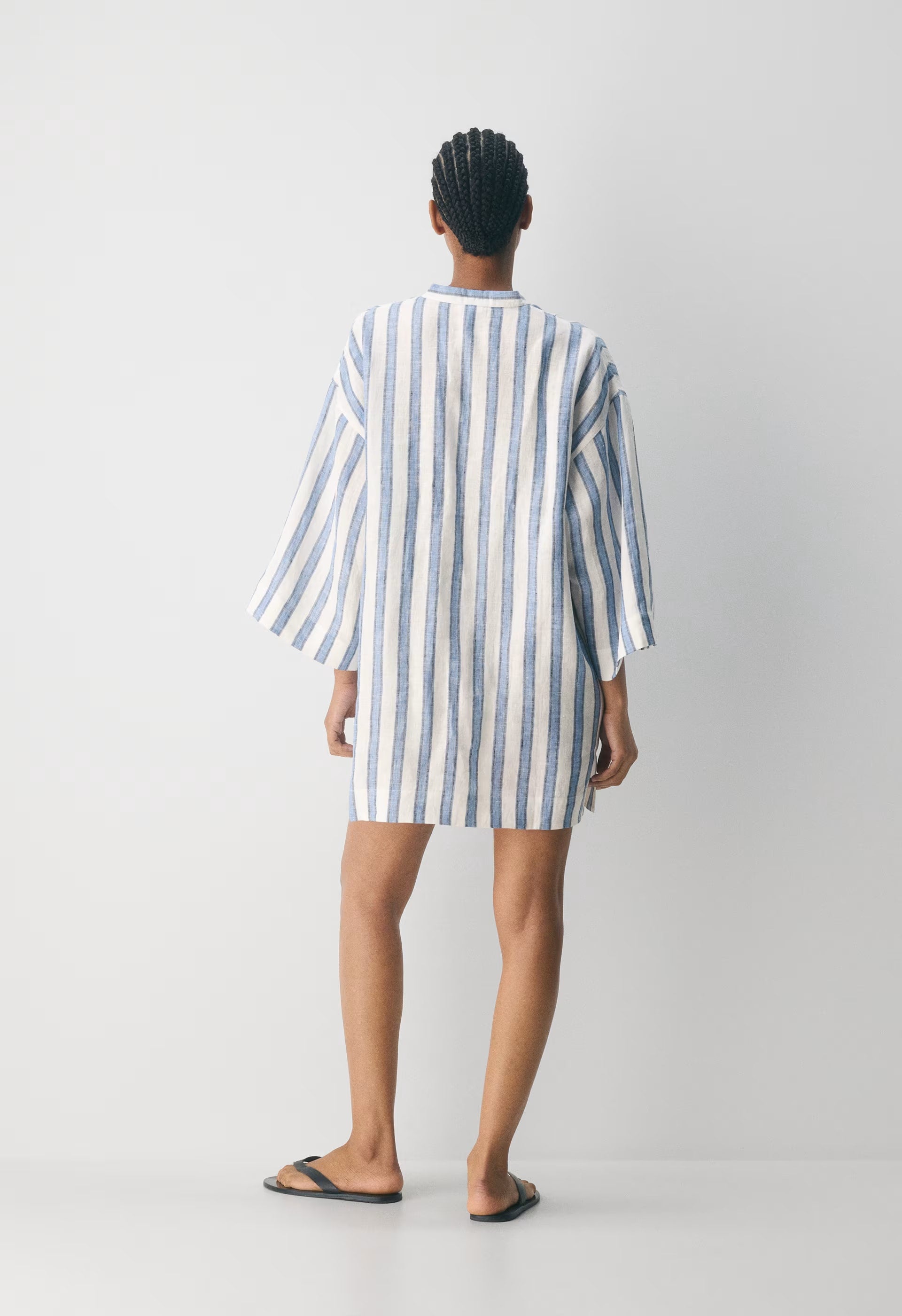 Amphora Linen Dress - WNFRD STRP WHT/FRCHBL