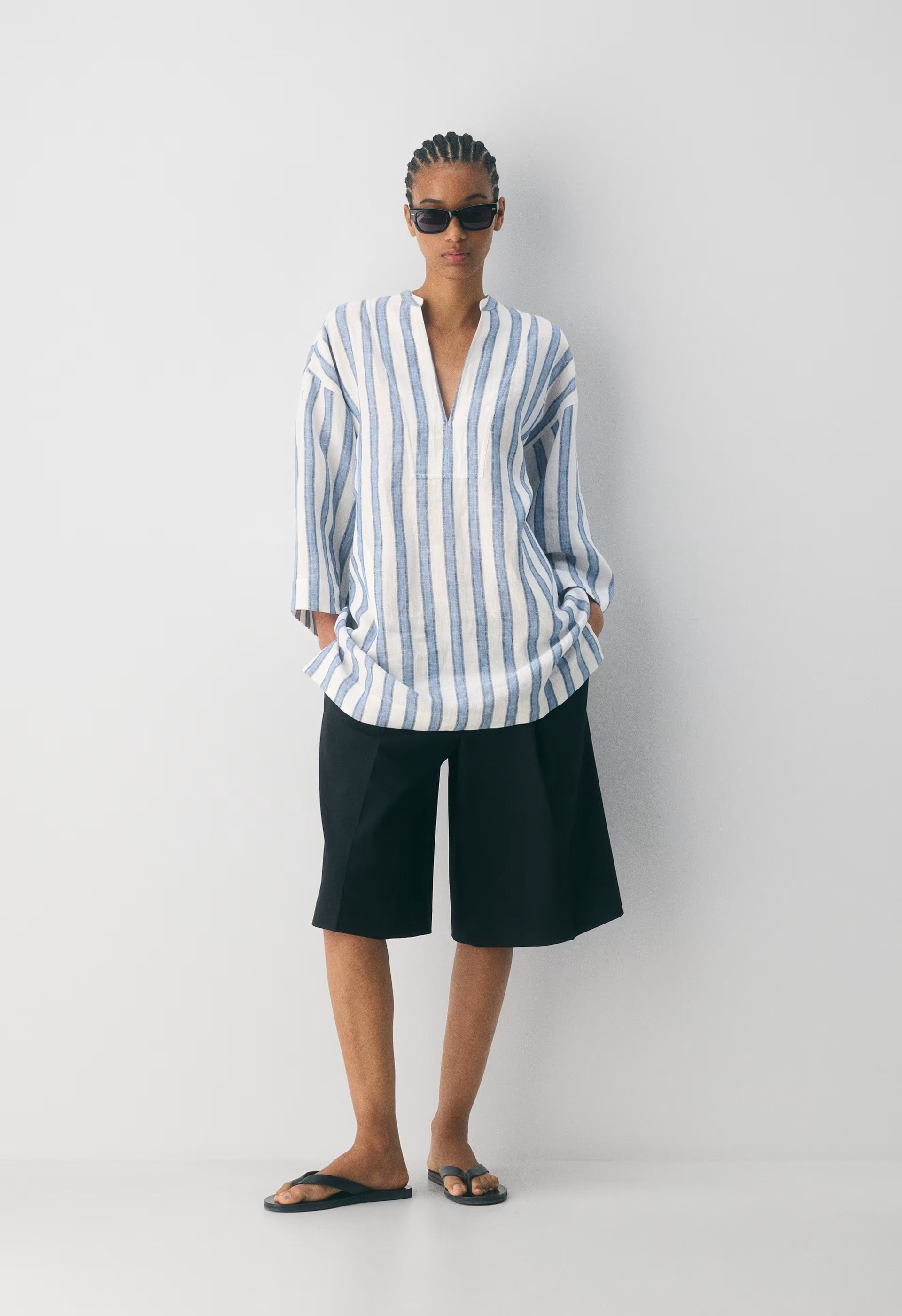 Amphora Linen Dress - WNFRD STRP WHT/FRCHBL