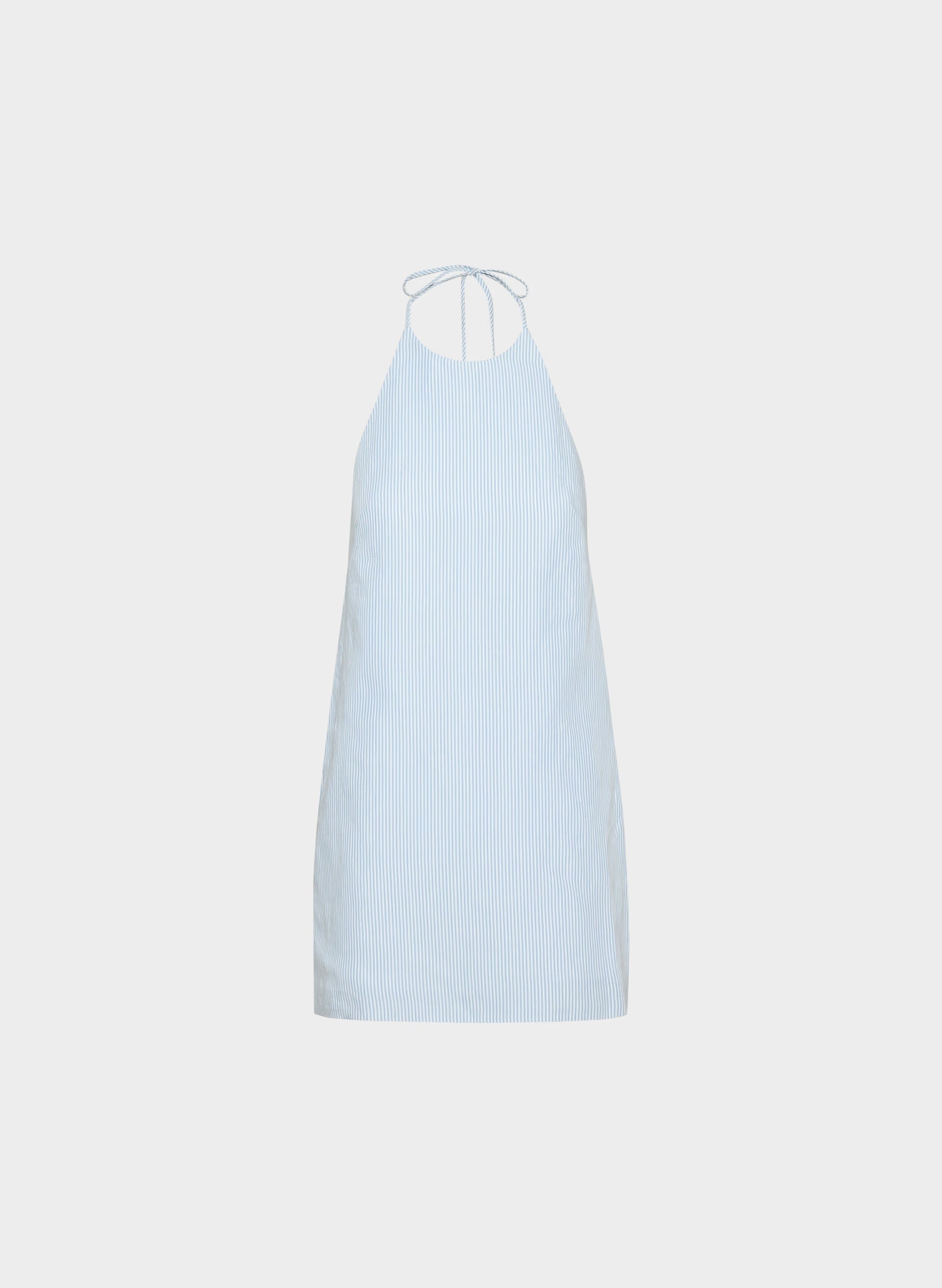 Stillwater Halter Dress - CruiseLinen™ - WLN STP WHT/CRNFLR BL
