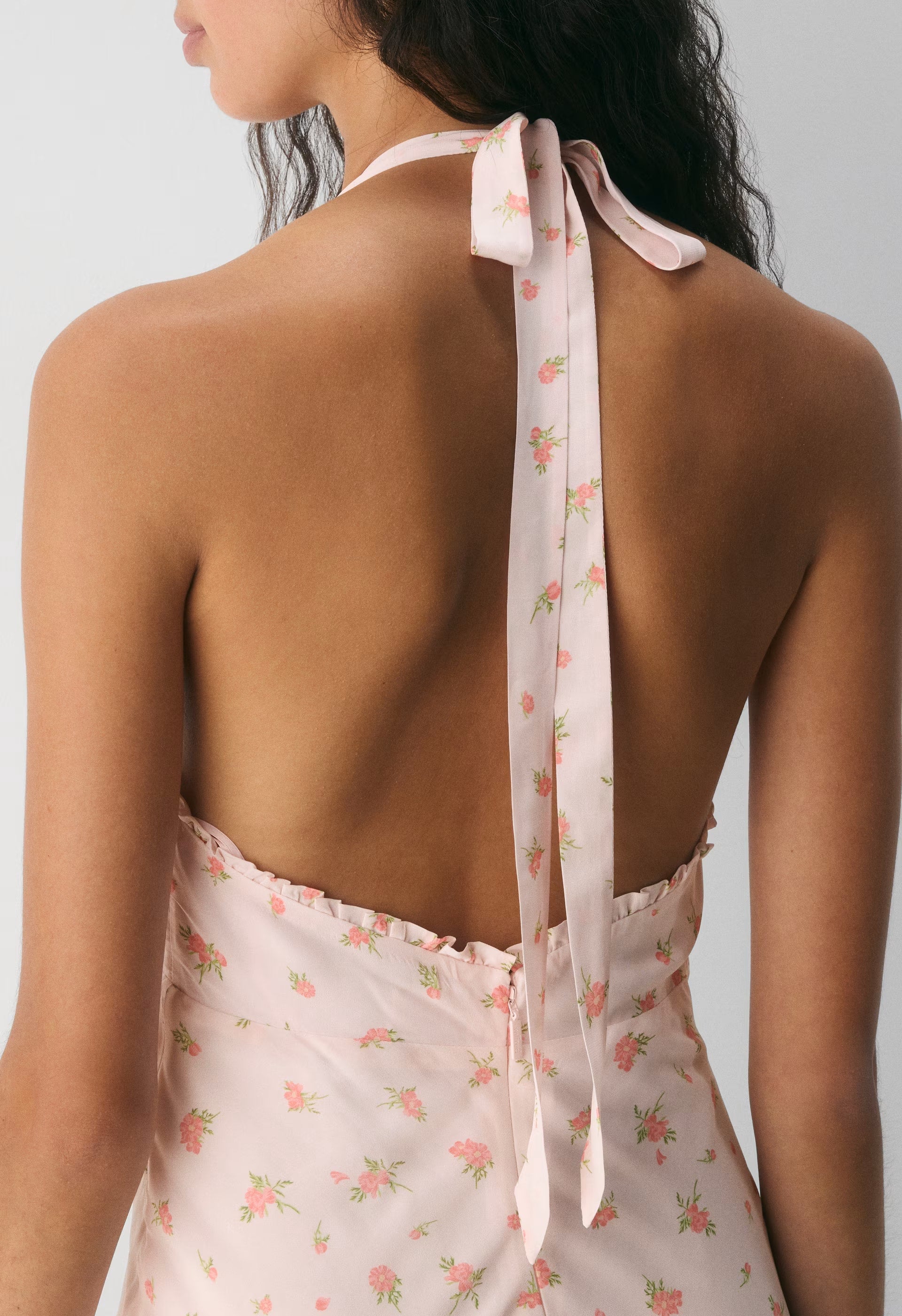 Hedgerow Halter Dress - PALE PEACH/PINK