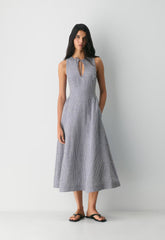 Countess Linen Dress - SRPN CK LT BRH/HBR NVY