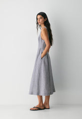 Countess Linen Dress - SRPN CK LT BRH/HBR NVY