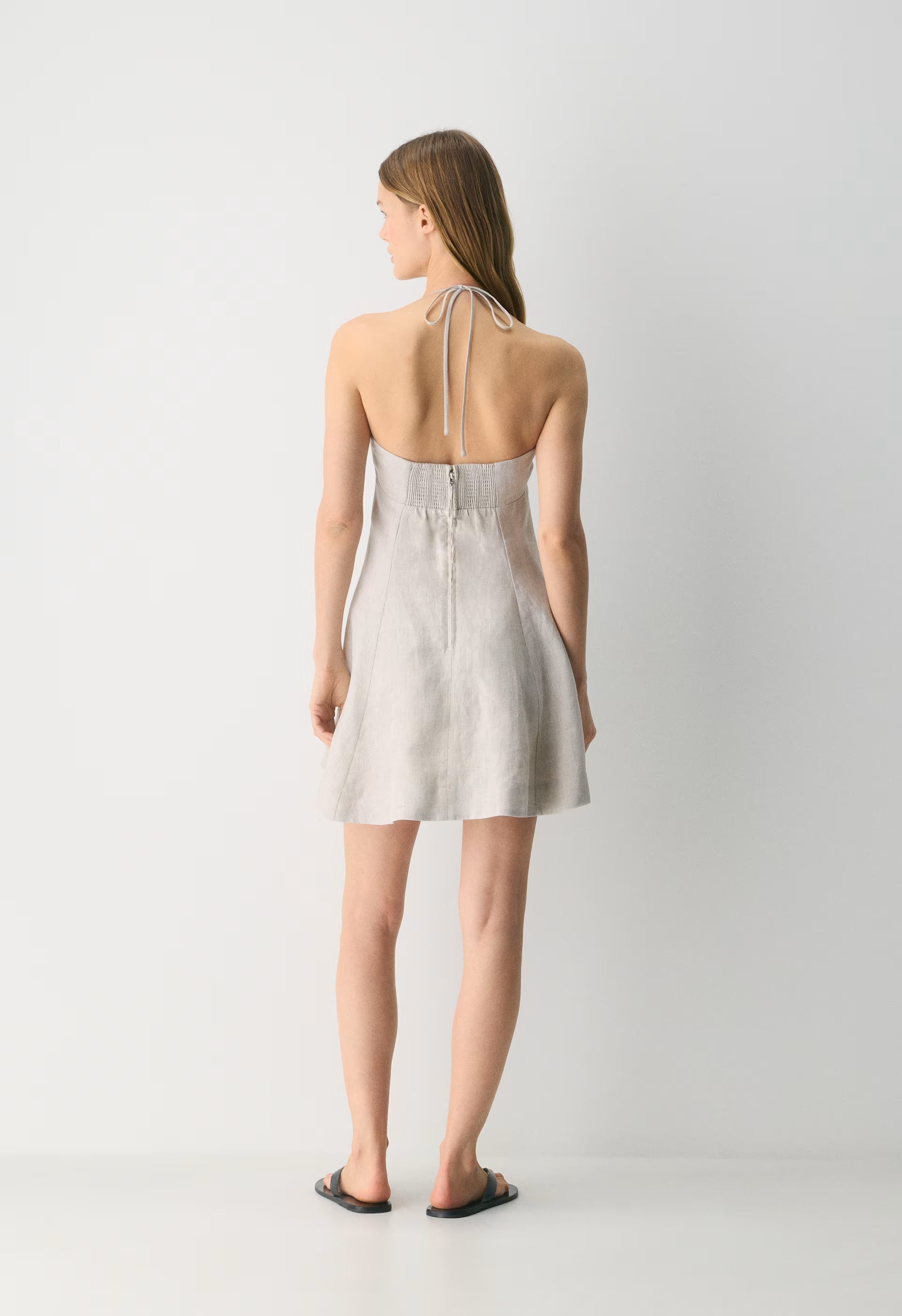 Abundance Linen Halter Dress - UNDYED ECRU