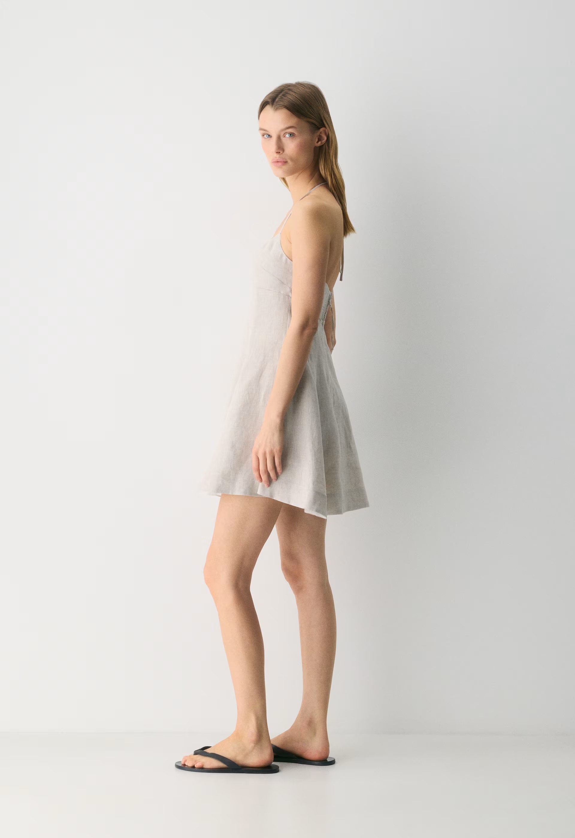 Abundance Linen Halter Dress - UNDYED ECRU