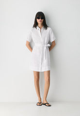 Eleta Linen Mini Dress - WHITE/ ADMIRAL