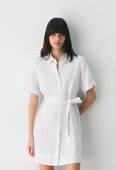 Eleta Linen Mini Dress - WHITE/ ADMIRAL