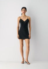 Curfew Satin Dress - BLACK