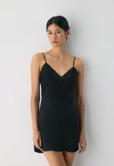 Curfew Satin Dress - BLACK