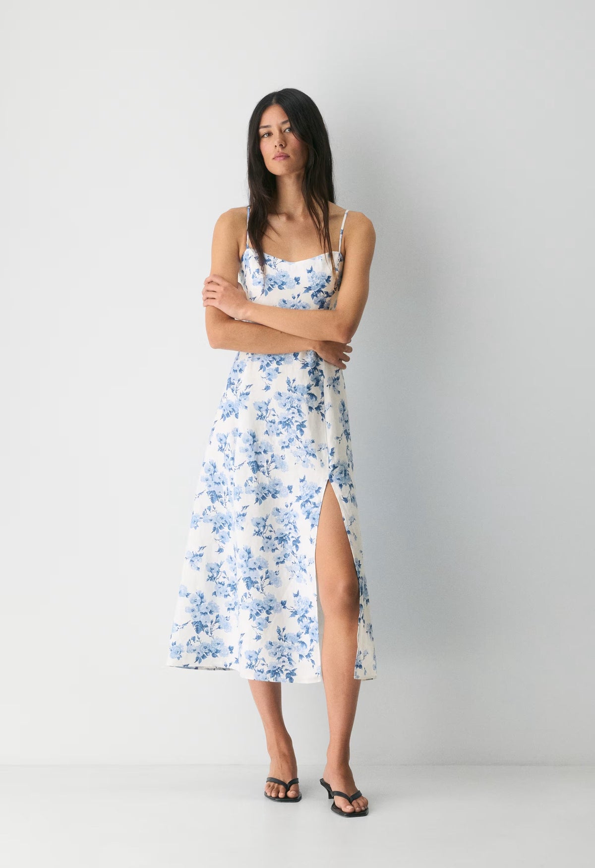 Barrafina Linen Dress - WHITE/ FR BLUE