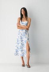 Barrafina Linen Dress - WHITE/ FR BLUE
