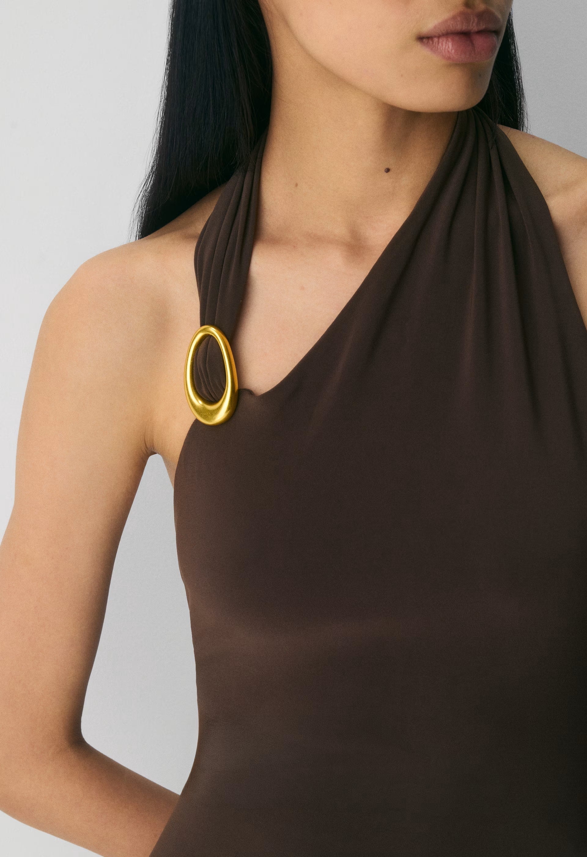 Smooth Matter™ Shadowplay Halter Dress - RCH MC BRN /GOLD