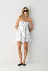 Manuella Linen Dress - WHITE/HARBOUR NAVY