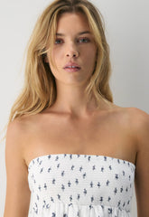 Manuella Linen Dress - WHITE/HARBOUR NAVY