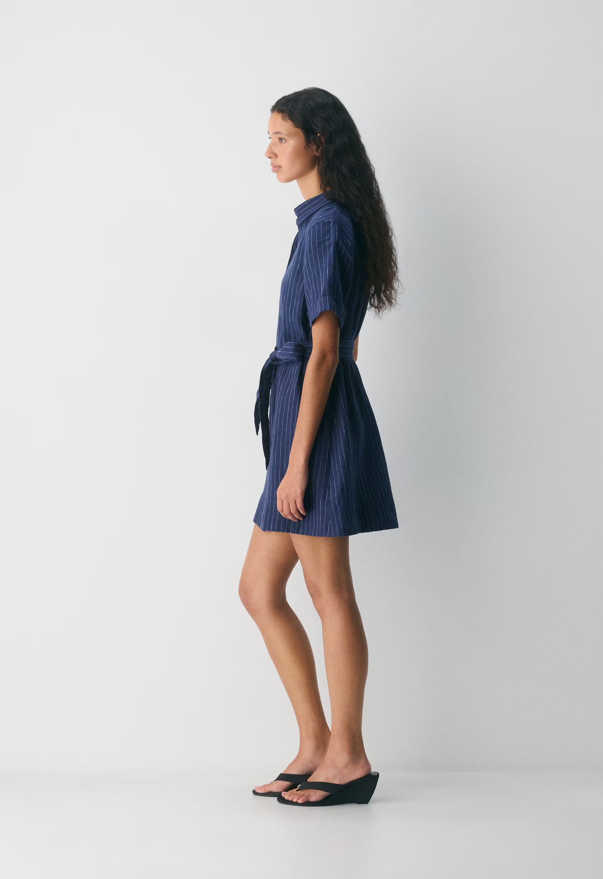 Eleta Linen Mini Dress - SUSAN STRPE HRBR NV/W