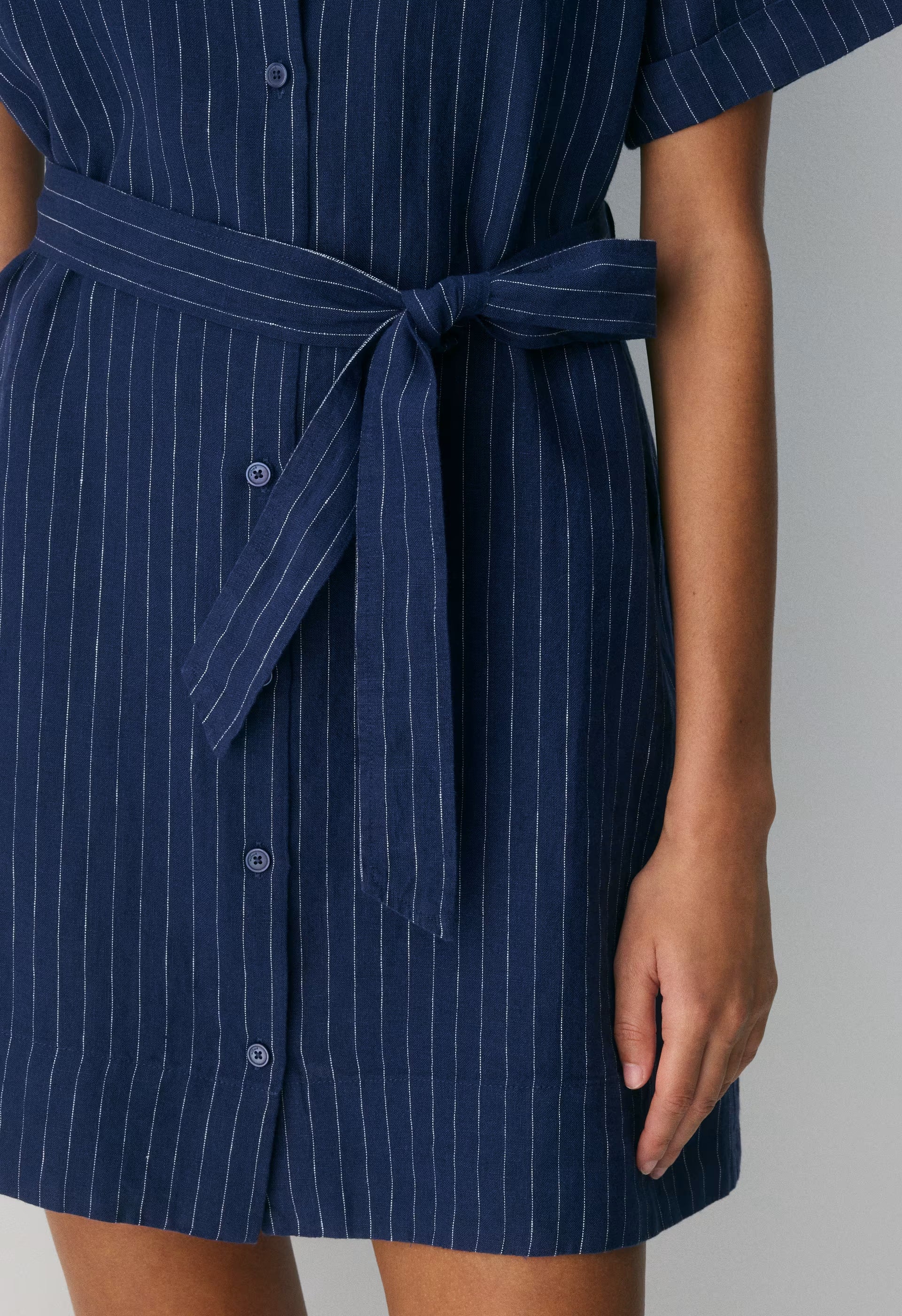 Eleta Linen Mini Dress - SUSAN STRPE HRBR NV/W