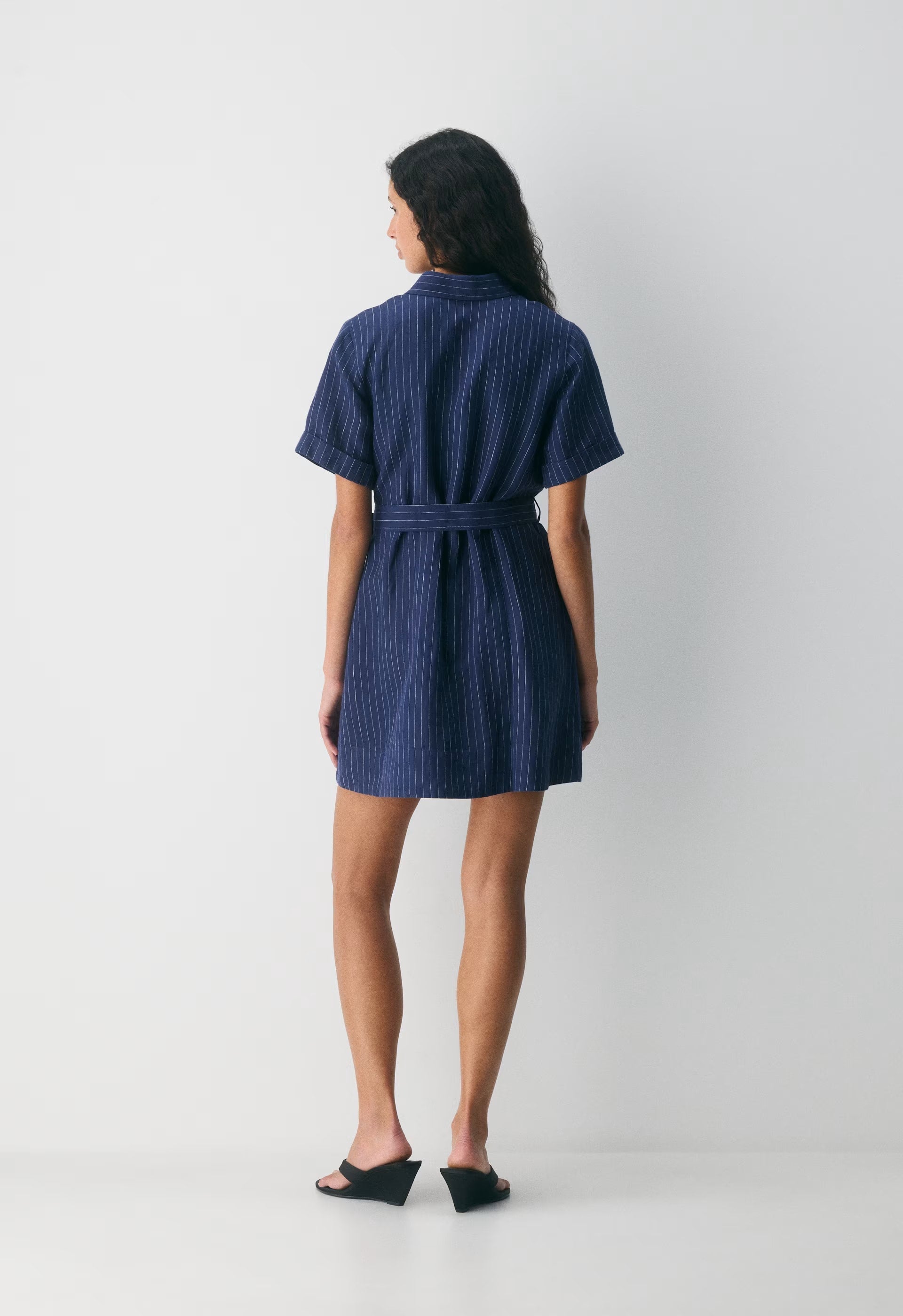Eleta Linen Mini Dress - SUSAN STRPE HRBR NV/W