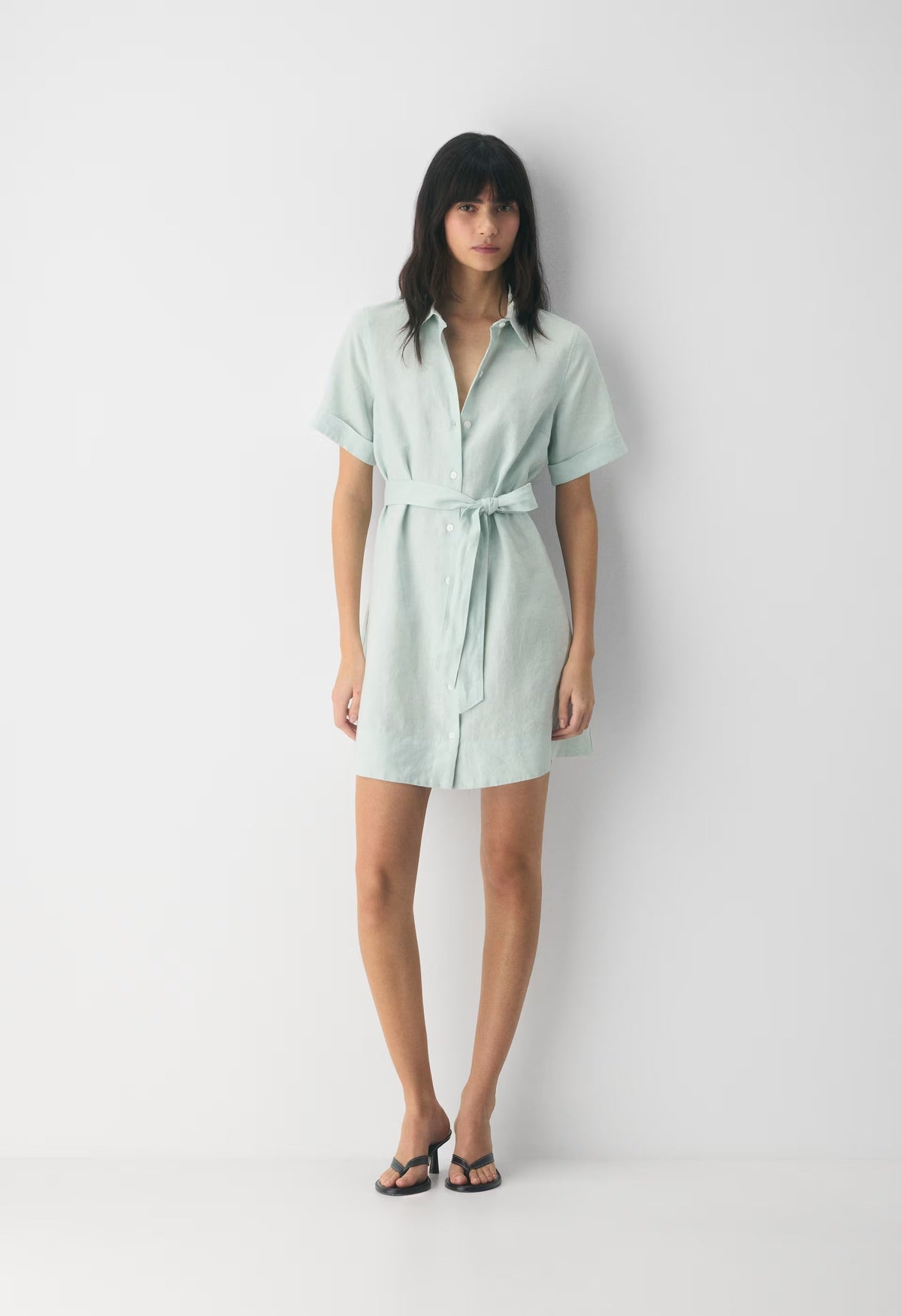 Eleta Linen Mini Dress - AGAVE GREEN