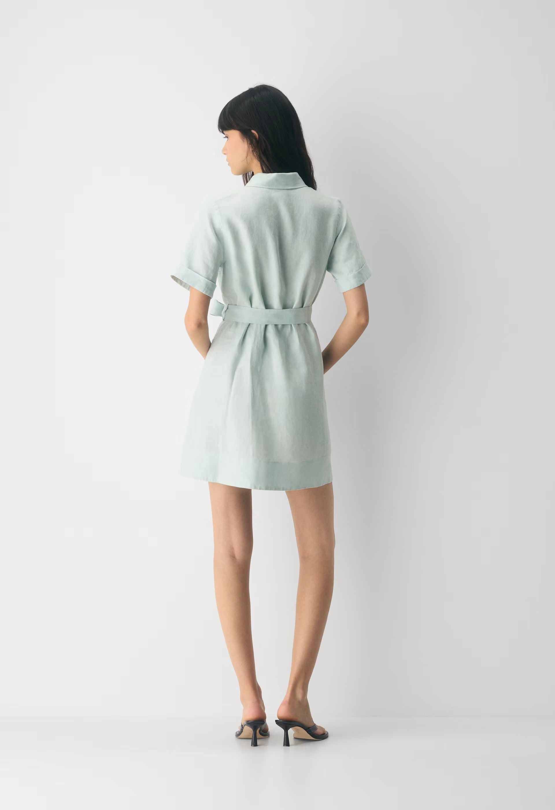 Eleta Linen Mini Dress - AGAVE GREEN