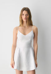 Technique Linen Mini Dress - HNDSN STRP WT/ADMIRAL