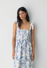 Golden Hour Linen Dress - WHITE/ FR BLUE