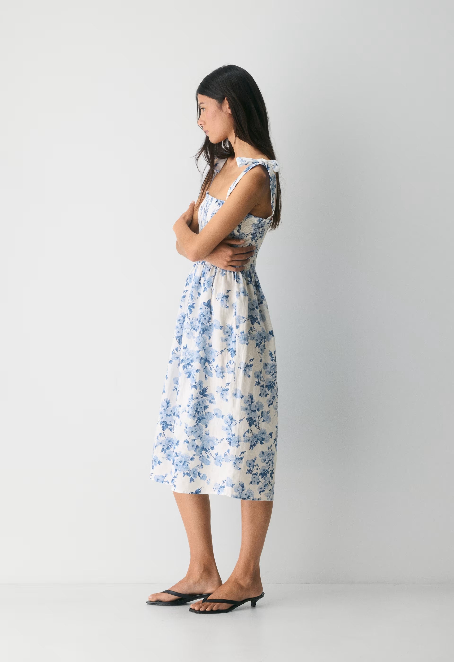 Golden Hour Linen Dress - WHITE/ FR BLUE